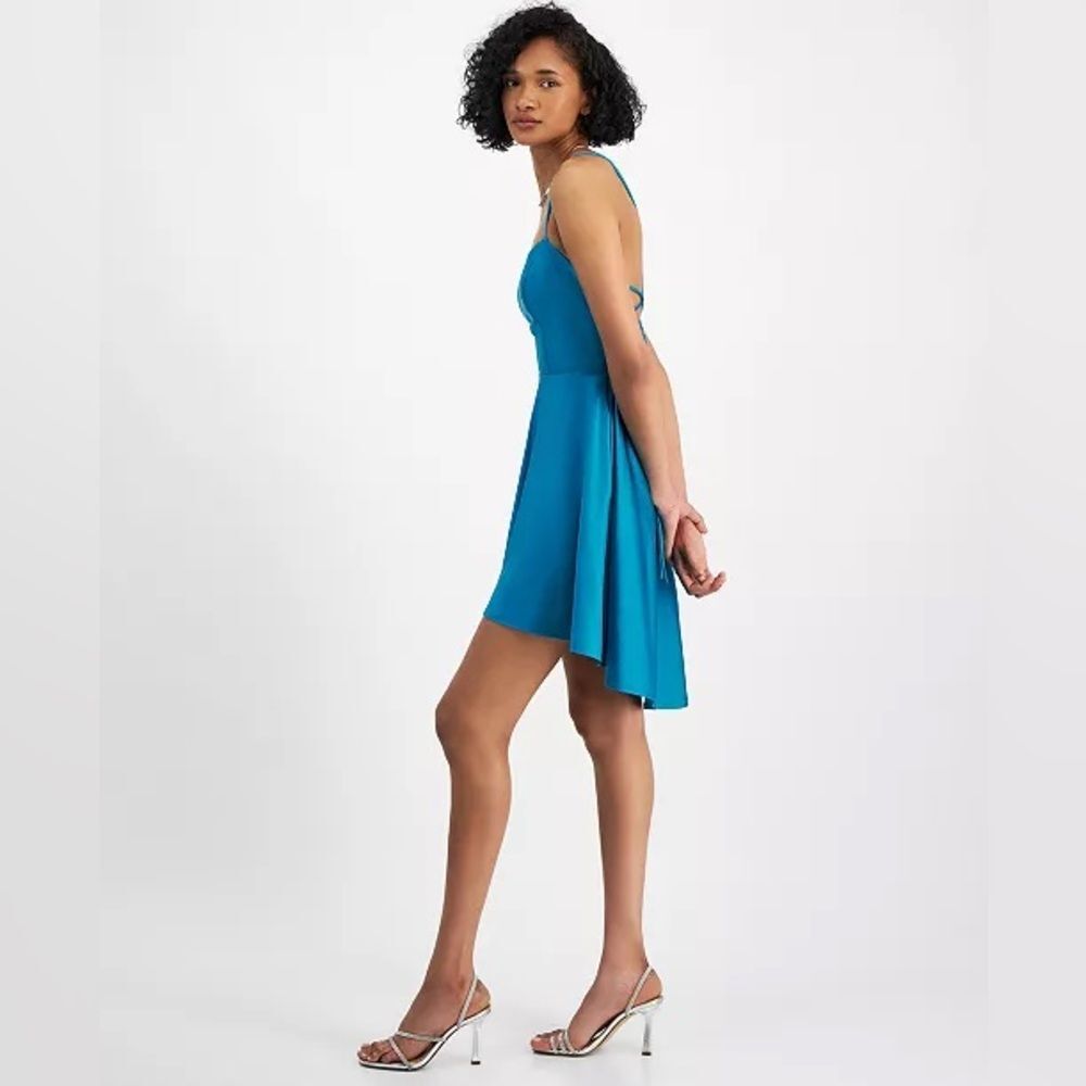 NWT City Studios | Juniors' Party Blue High-Low Back Laced Dress‎ 3/4